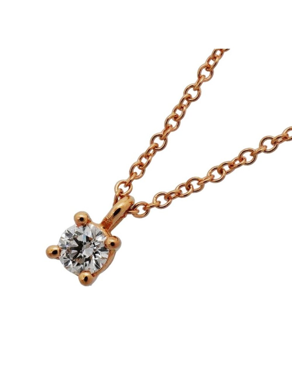 Tiffany & Co Necklace Solitaire Pink Gold Diamond